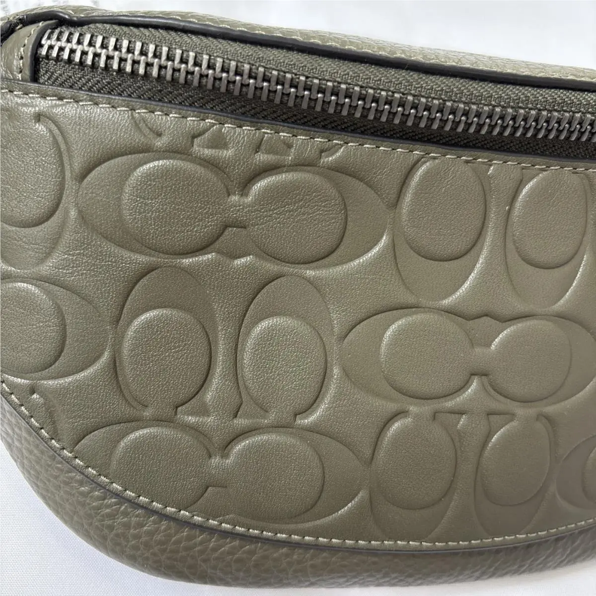 Warren Mini Belt Bag Unisex Leather Purse Olive Green Color Signature by Coach