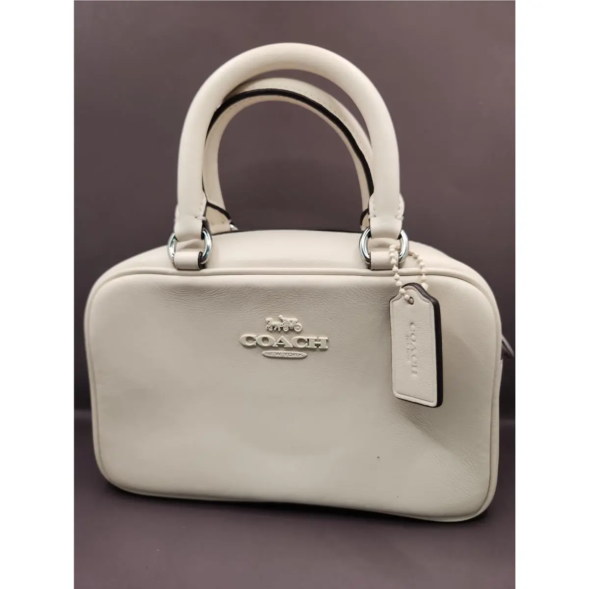 Small Smooth Leather Satchel Bag - White Chalk D2557-CT776 by Coach