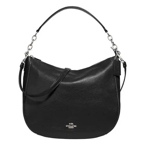 Elle Hobo Purse Black Pebbled Leather Chain CP574 Shoulder Bag Classic by Coach