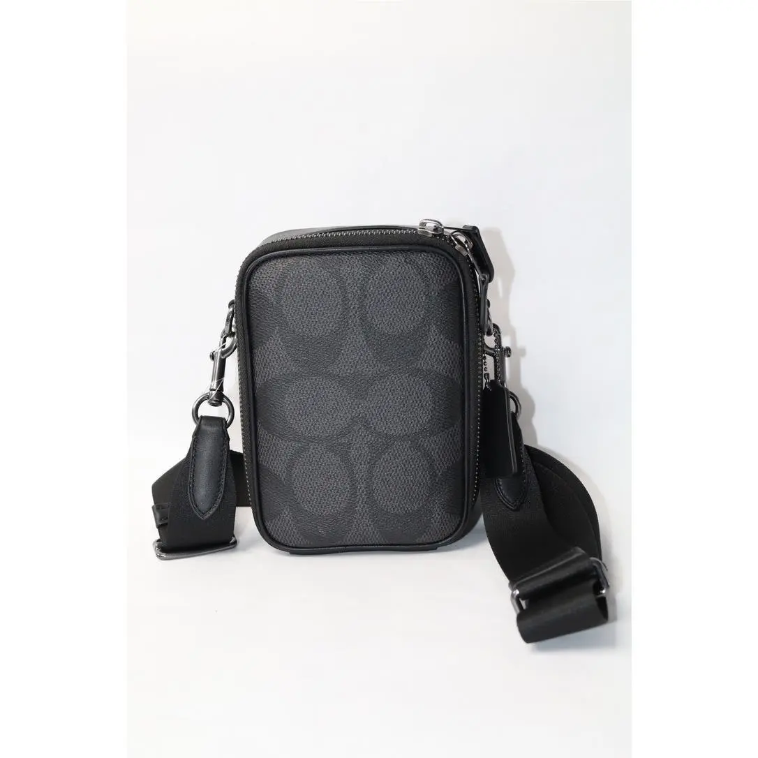 Stanton Crossbody Bag Signature Men`s Black/charcoal CB133 by Coach