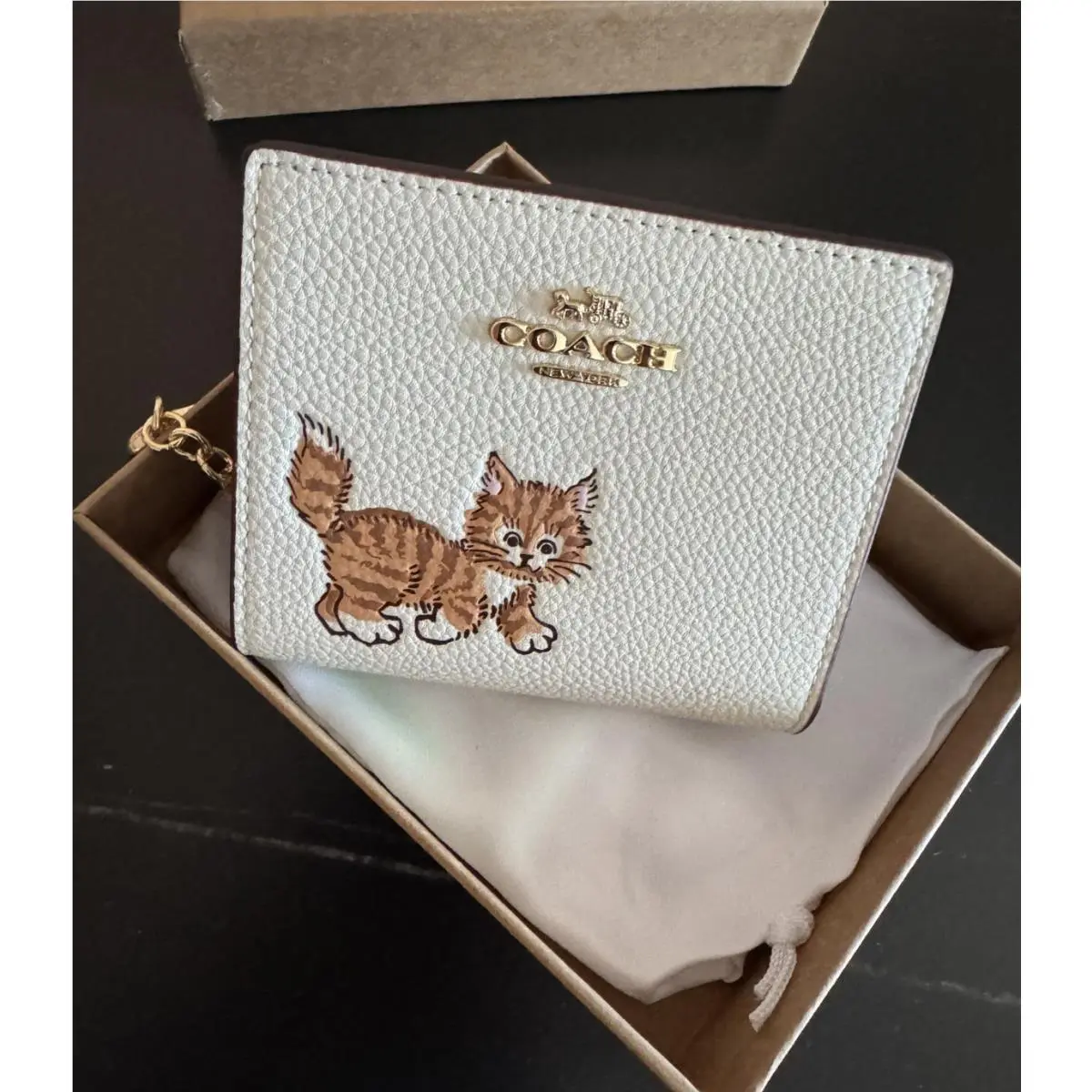 Snap Wallet Card Holder with Dancing Kitten Cat CC472 Outlet W/box by Coach