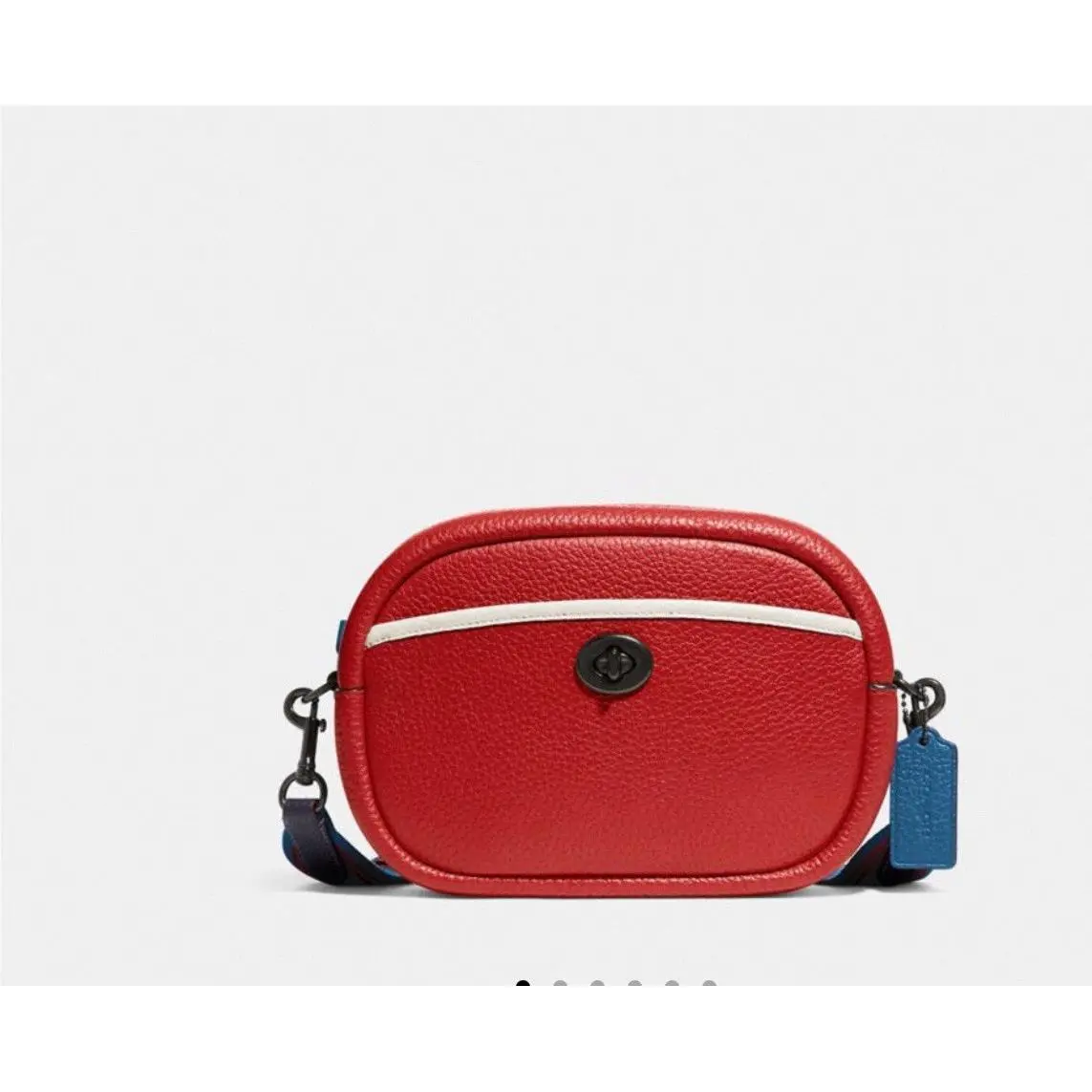 C6833 Colorblocked Red Leather Camera Crossbody Bag by Coach