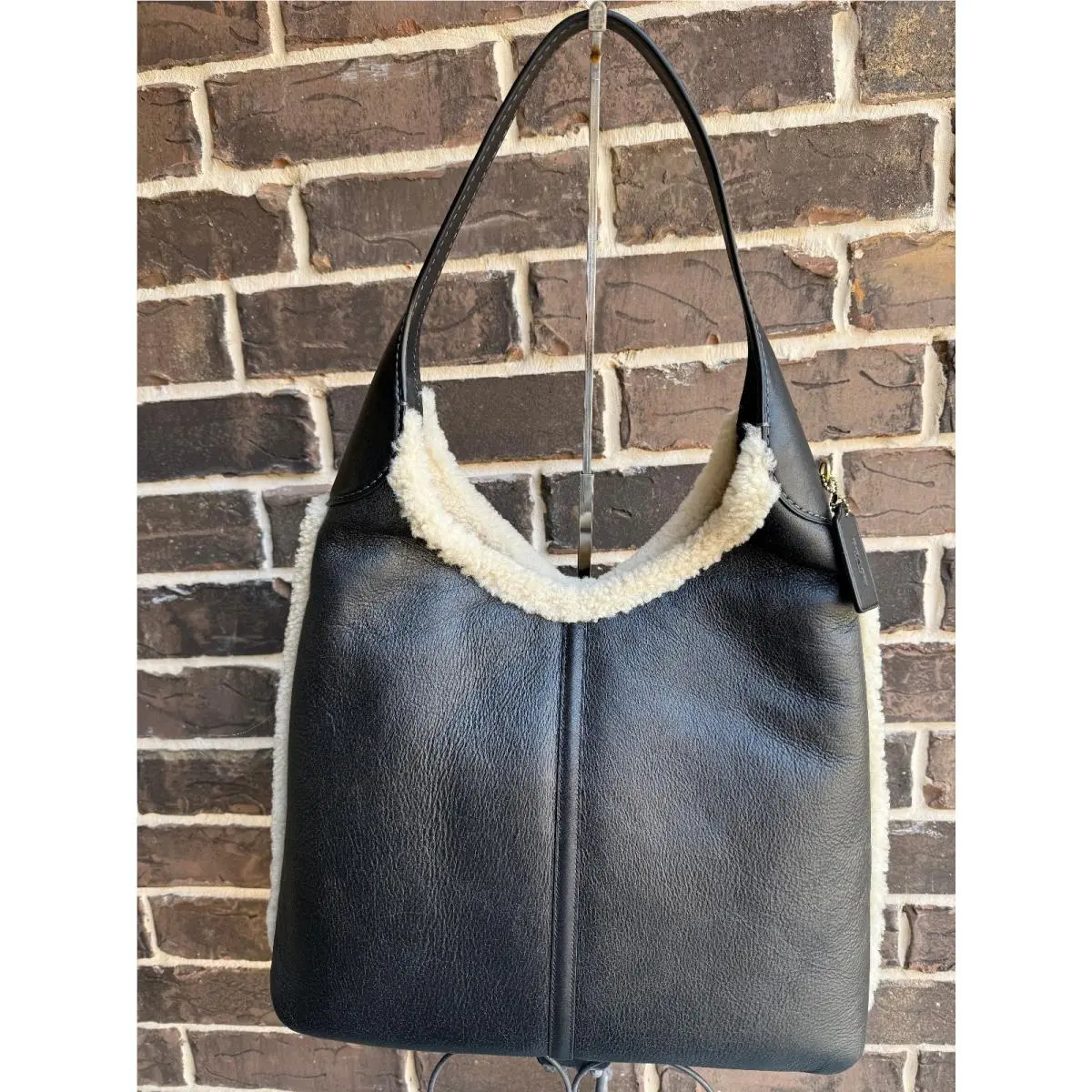 2 Day  Brooklyn Lthr Shearling Hobo Shoulder Bag 39 Black by Coach