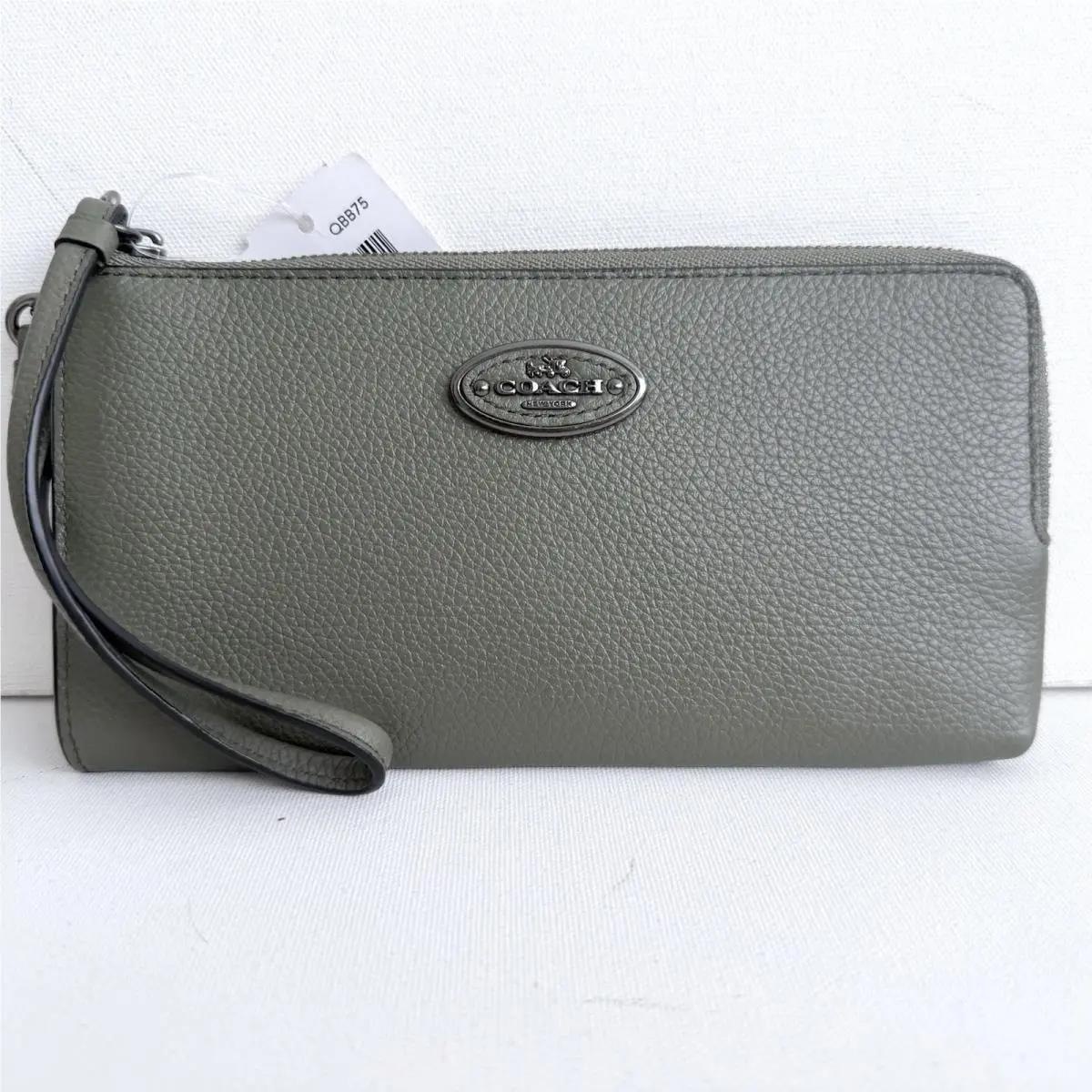 L-zip Wristlet/wallet In Refined Grain Leather F53413 Surplus Green by Coach