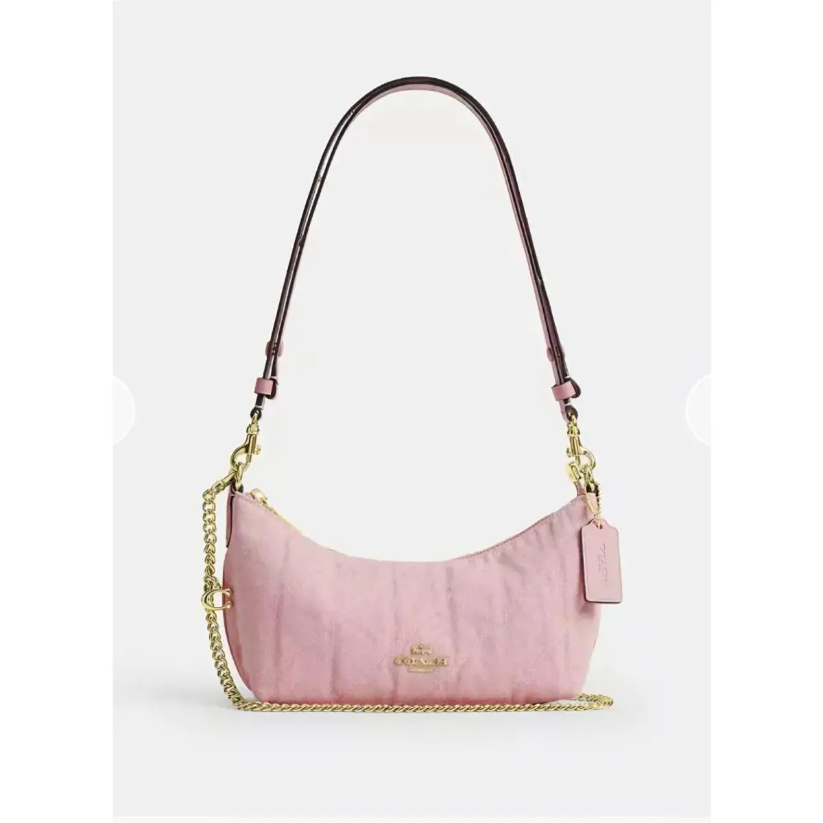 Caitlin Shoulder Bag Pink Denim Leather W/charm CEQ62 by Coach