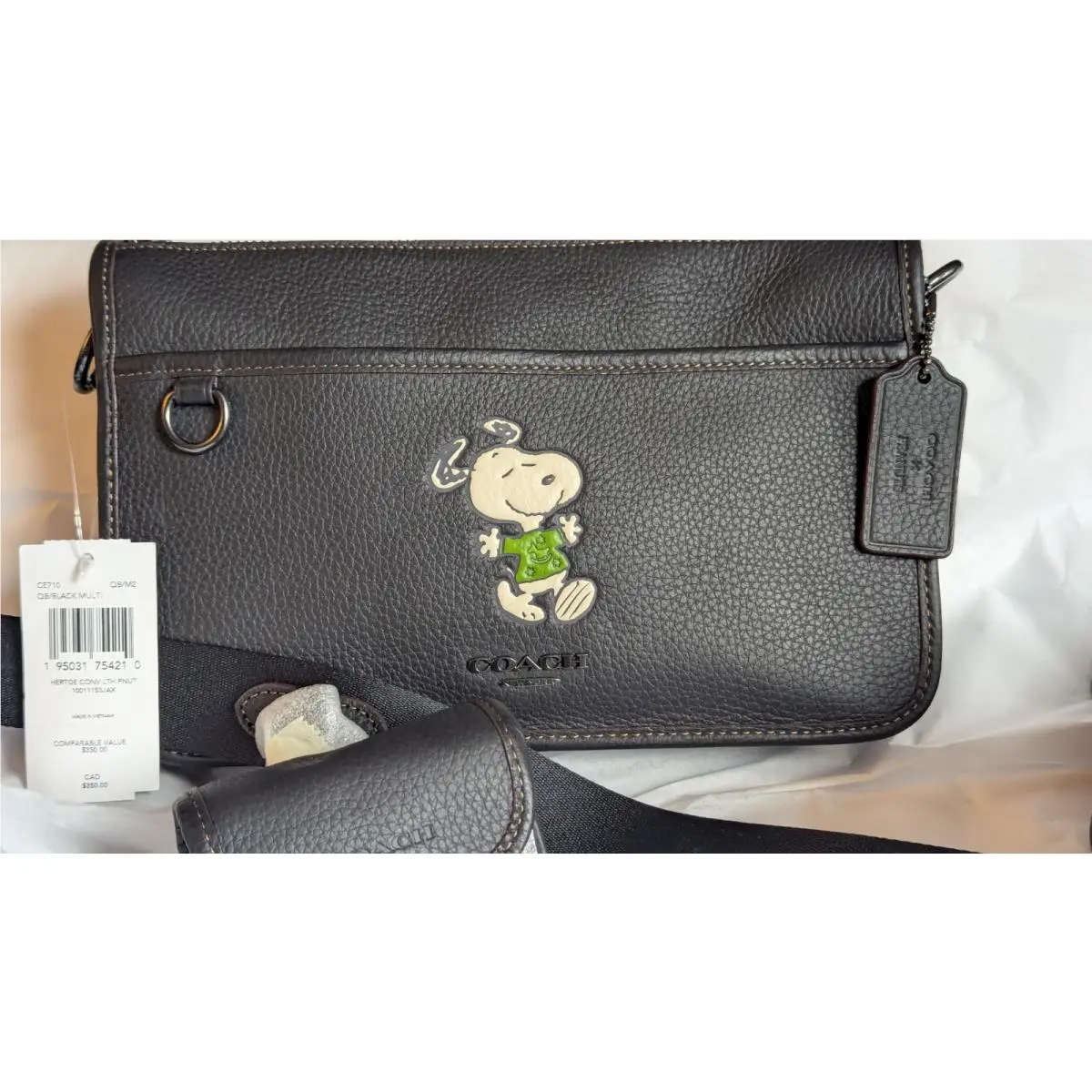 X Peanuts Heritage Convertible Crossbody with Snoopy Motif CE710 by Coach