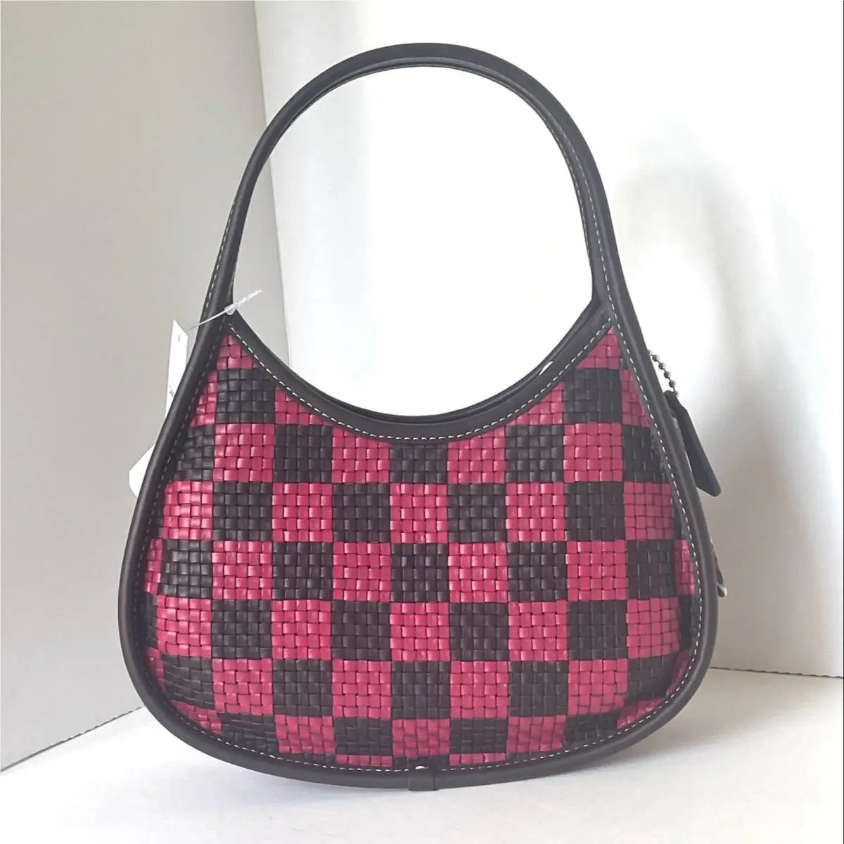 topia Ergo Woven Checkerboard Oxblood Pink Leather Bag CK566 by Coach