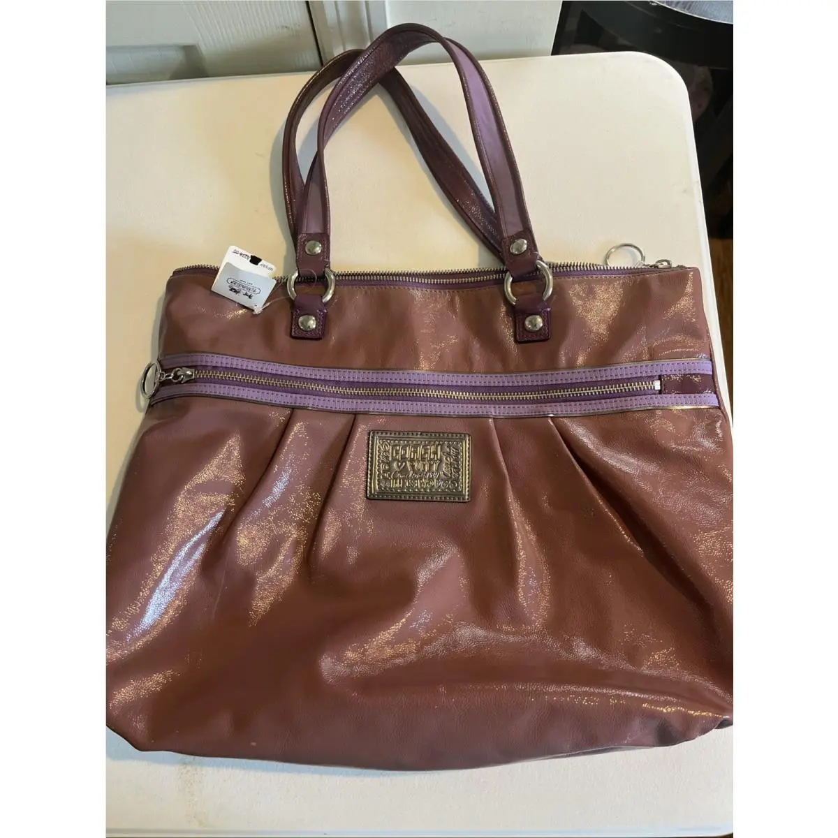 Vintage Poppy Patent Leather Tote Bag Glossy. See Pic by Coach
