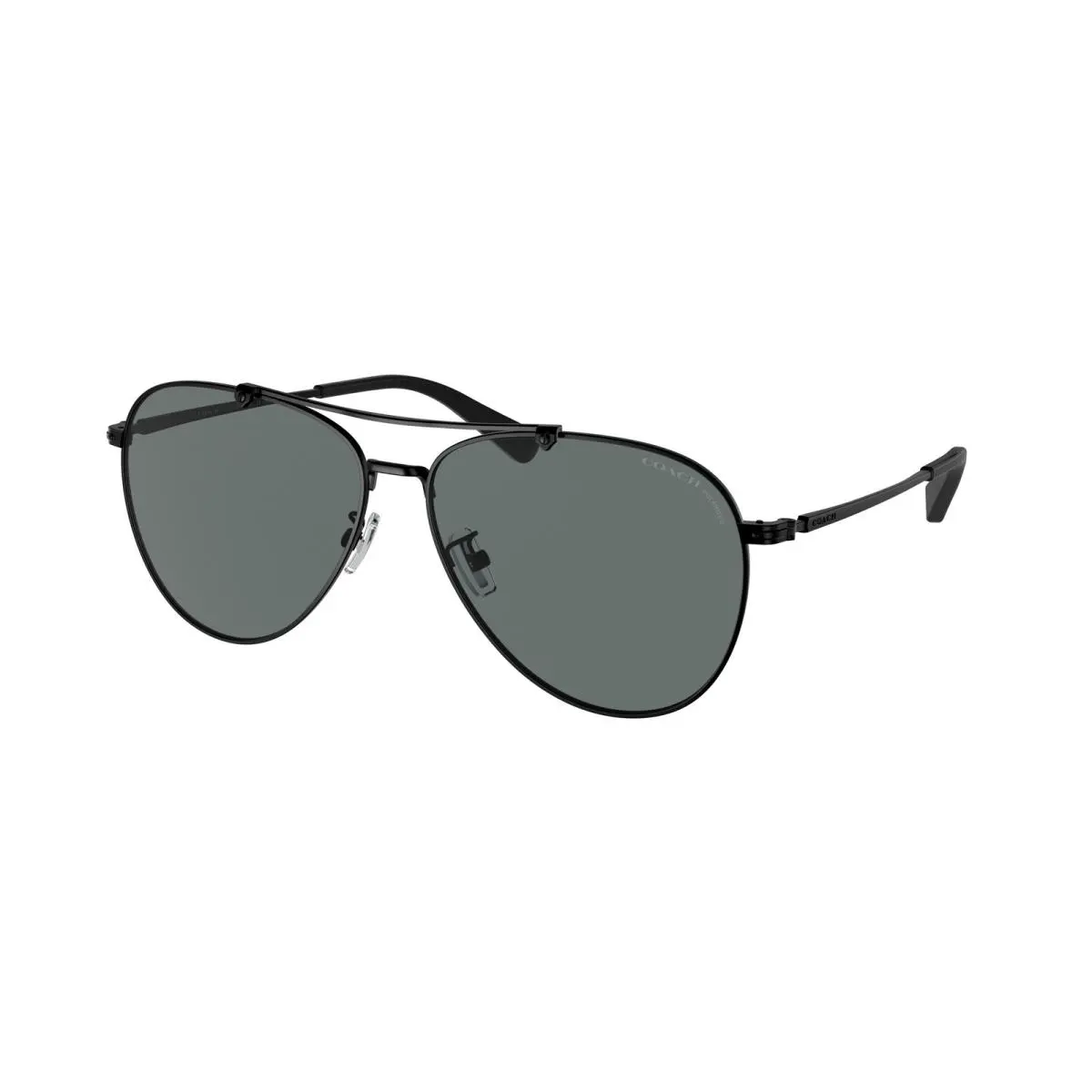 HC 7136 C8005 Satin Black Dark Gray Po 939381 Size 60 Sunglasses by Coach