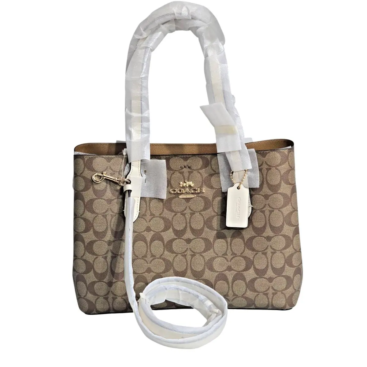 Avenue Convertible Carryall Signature Coated Canvas Khaki Chalk F48735 by Coach