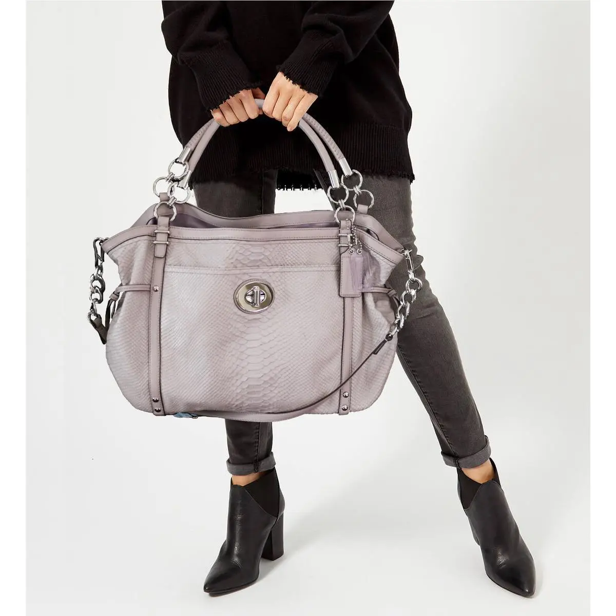 Audrey Pinnacle Python Emb Leather Crossbody Satchel Shoulder Bag Purse by Coach
