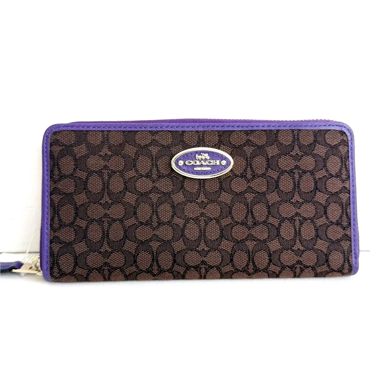 Signature C Accordion Zip Around Long Wallet 52572 Brown/purple by Coach