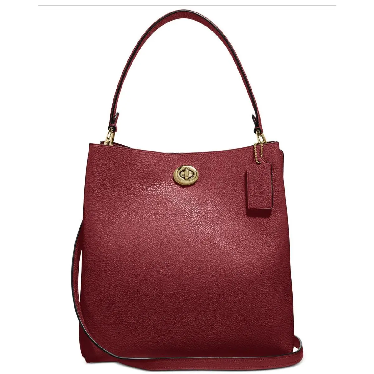 55200 Polished Pebble Leather Charlie Bucket Crossbody Deep Red/gold by Coach