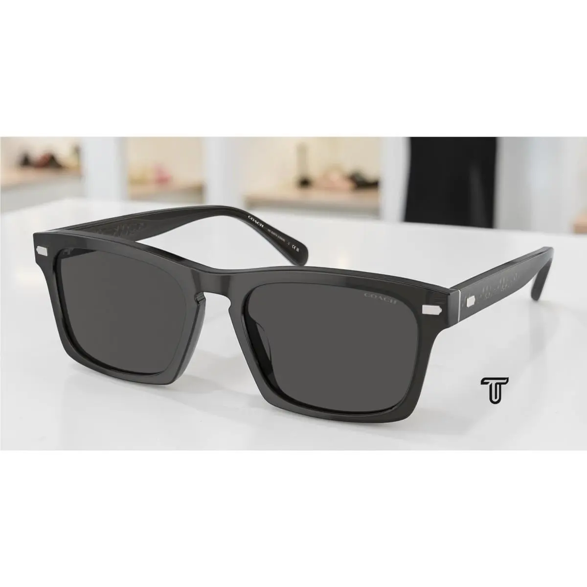 HC8397U 581787 Cr628 Transparent Dark Grey Grey Solid 57mm Mens Sunglasses by Coach