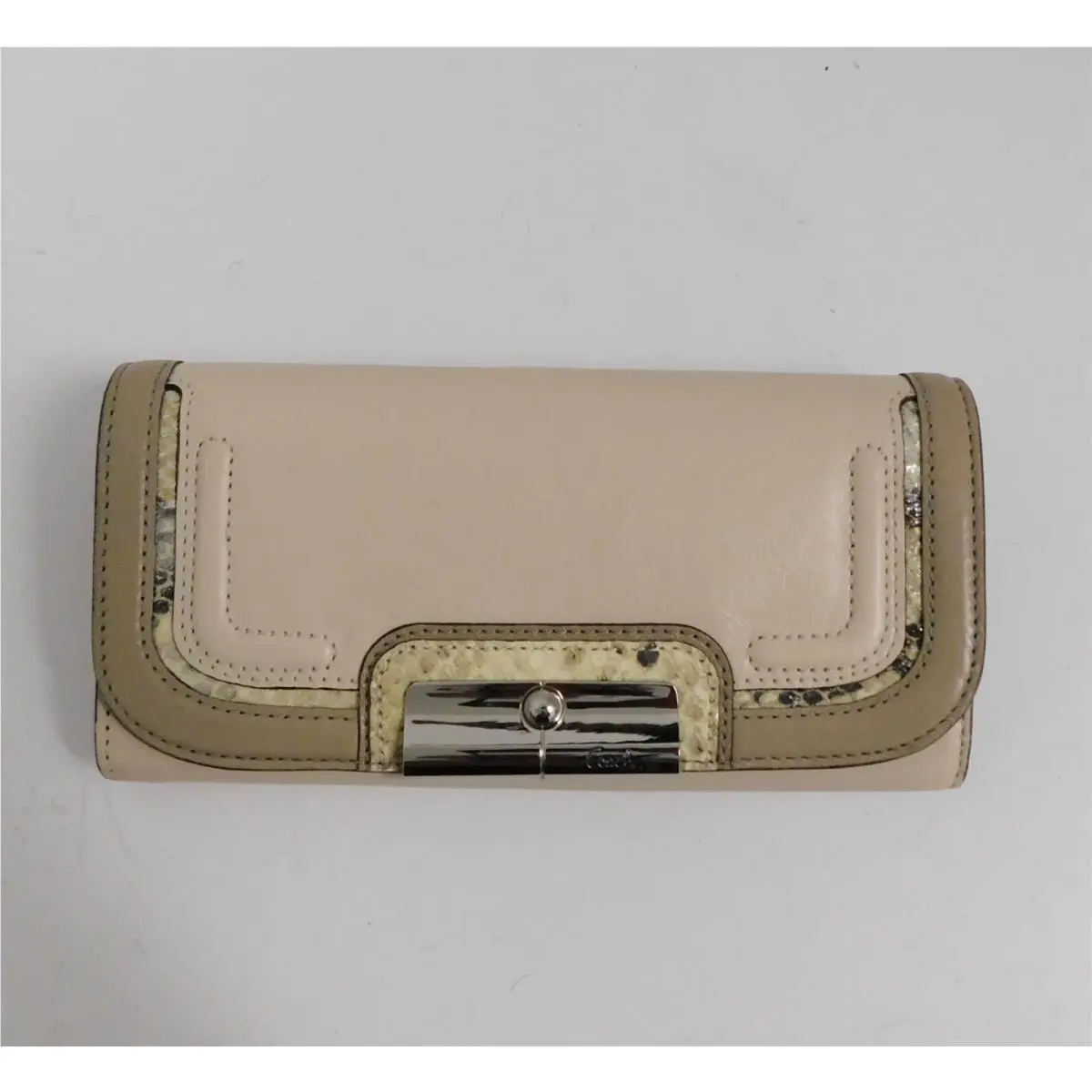 45119 Kristin Ivory Multi Snake Trim Leather Envelope Clutch Wallet by Coach