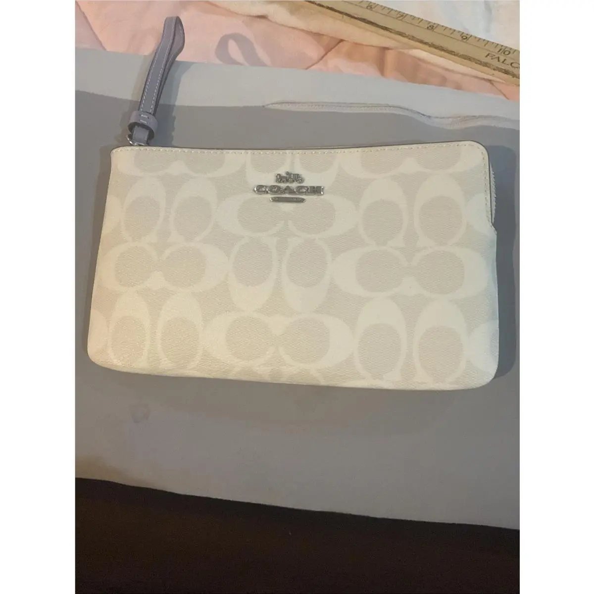 Signature Large Zipper Pouch IN Chalk Mist 6648 Awesome by Coach