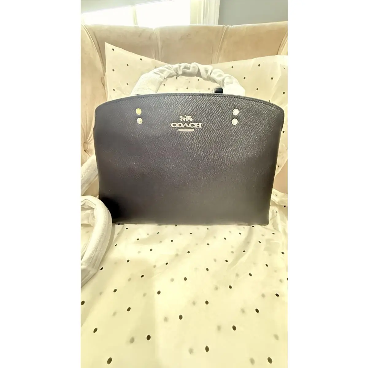 Unisex Xgrain Leather Lillie Medium Carryall Bag Handbag Black CP508 by Coach