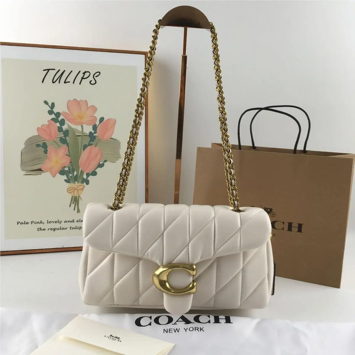 Tabby Shoulder Bag 26 Quilted CP150 White Nappa Leather Outlet by Coach