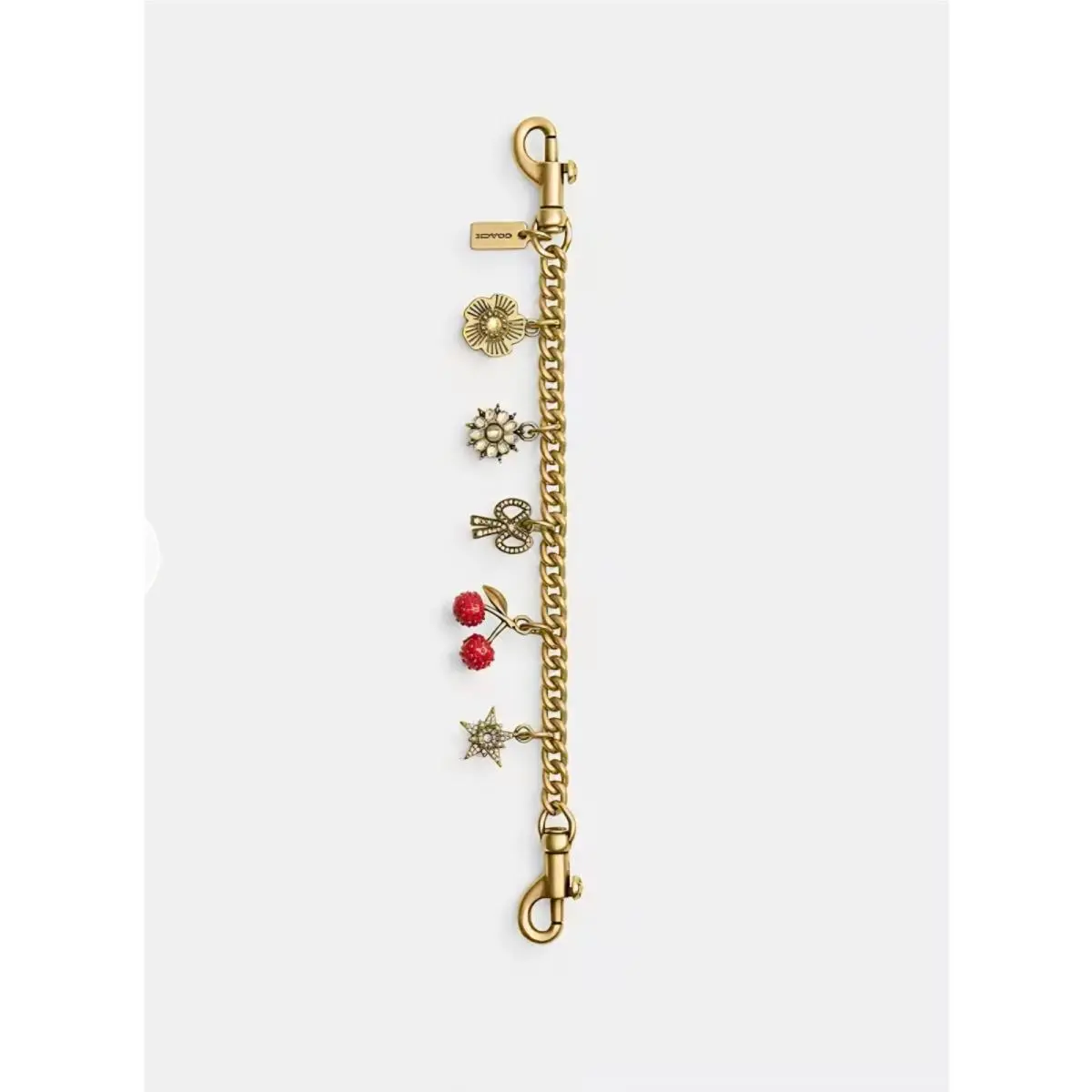 Crystal Motif Chain Strap Bag Charm Dogleash Clip CCX41 Gold by Coach