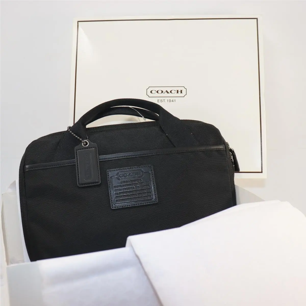 Black Top Handle Tablet Case Bag by Coach