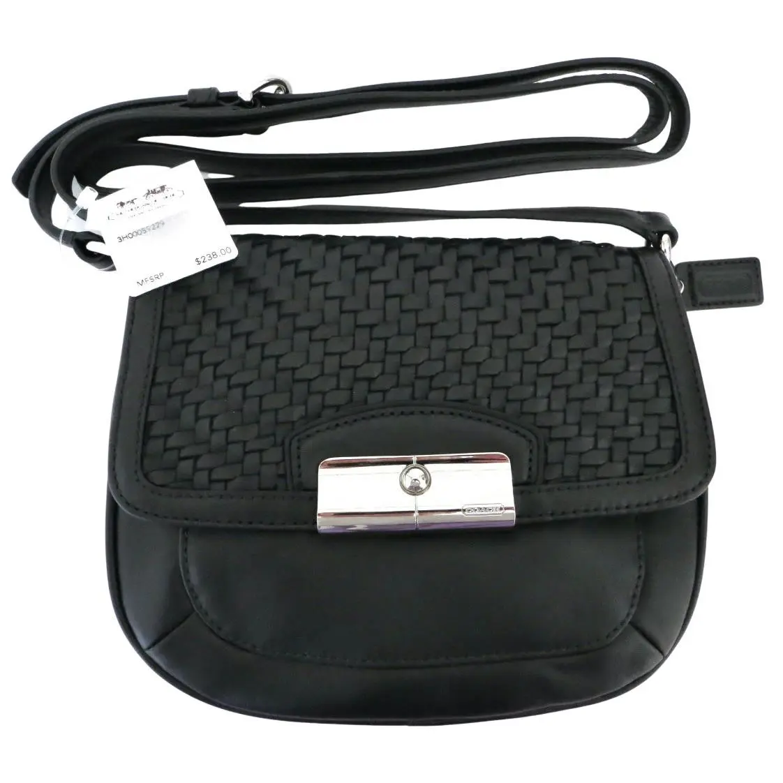 Kristin Woven Braided Black Leather Crossbody Purse 47478 Last One by Coach