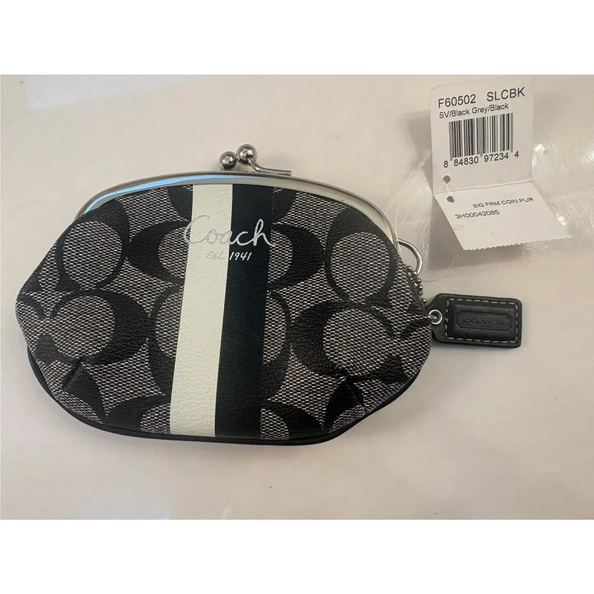 Rare Signature Framed Coin Change Purse Kisslock Red 60502 by Coach