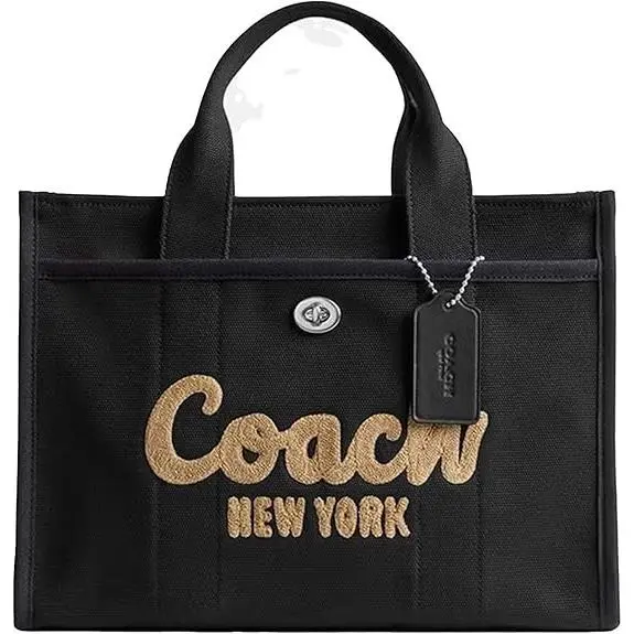 Women’s Cargo Tote Bag One Size Black Satchel Top Handles Shoulder Strap by Coach