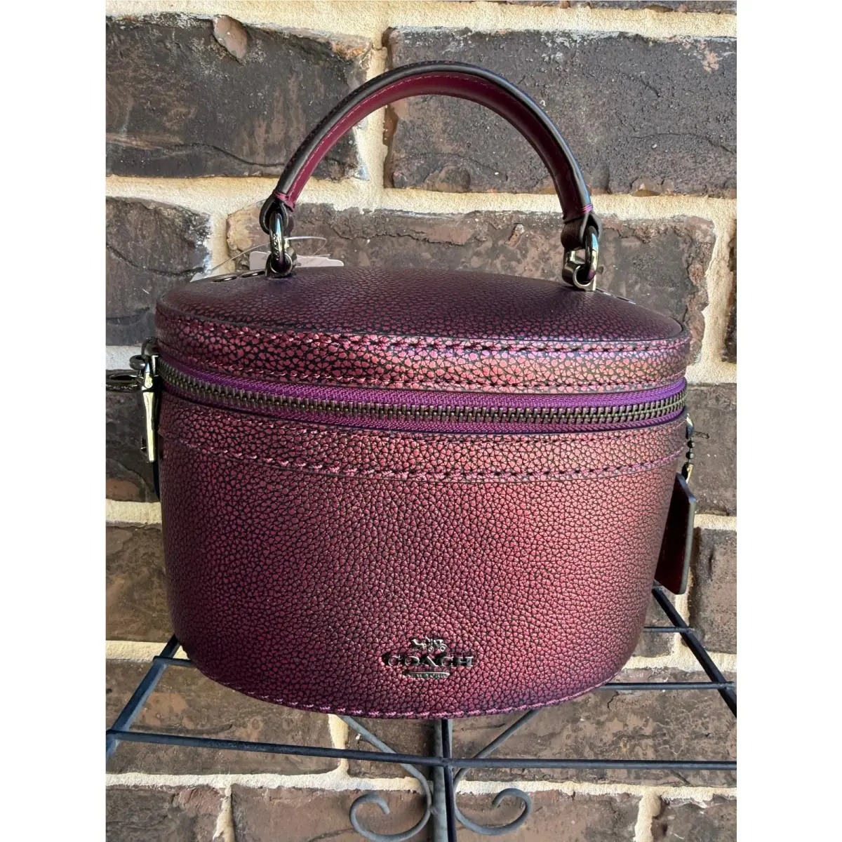 Trail Bag Crossbody Metallic Berry Leather 38590 Top Handle by Coach