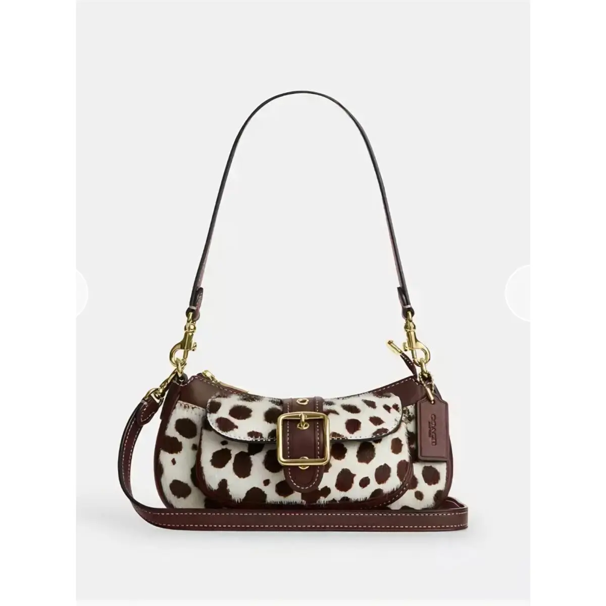 Ashton Mini Shoulder Bag in Haircalf Dark Brown Chalk CEN10 Spotted by Coach