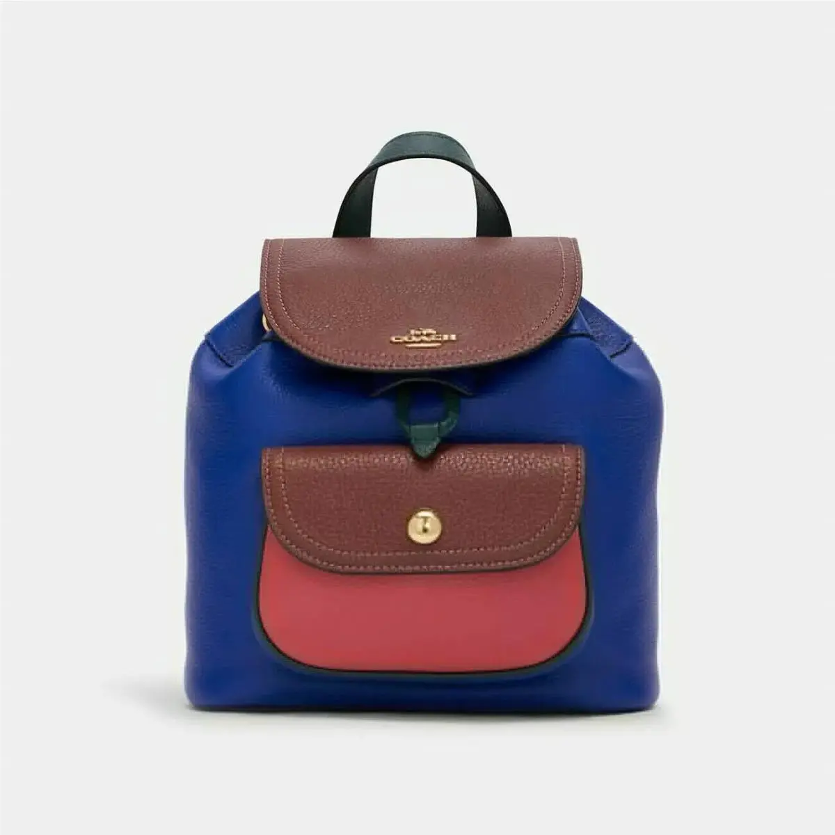 C6815 Pennie Backpack 22 In Colorblock Pebble Leather Bag Sport Blue by Coach