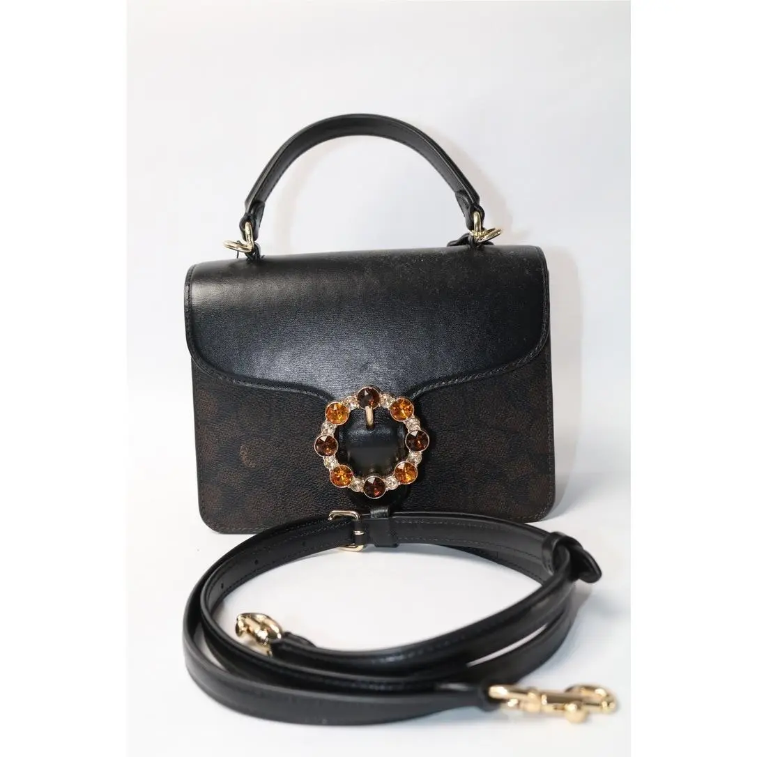 Courtney Top Handle Bag In Signature Canvas CCE22 Walnut/black by Coach