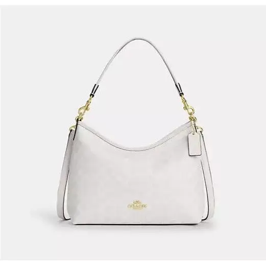 CV975 Laurel Shoulder Bag In Signature Leather /gold/white/chalk by Coach