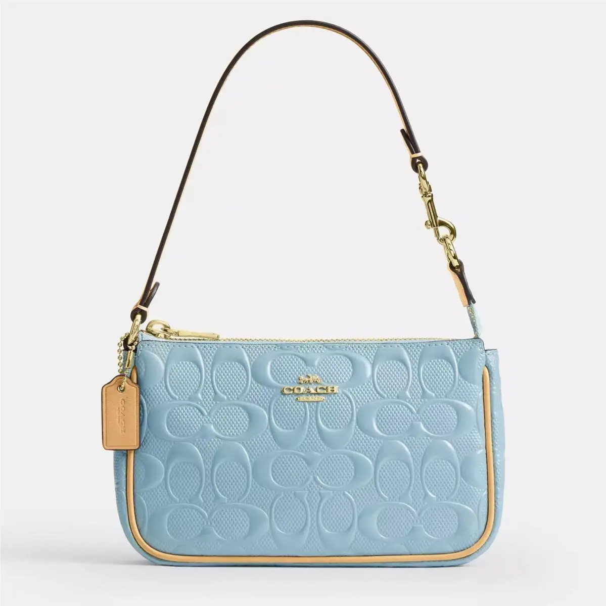 Nolita 19 in Signature Leather Sky Blue Mini Shoulder Bag by Coach