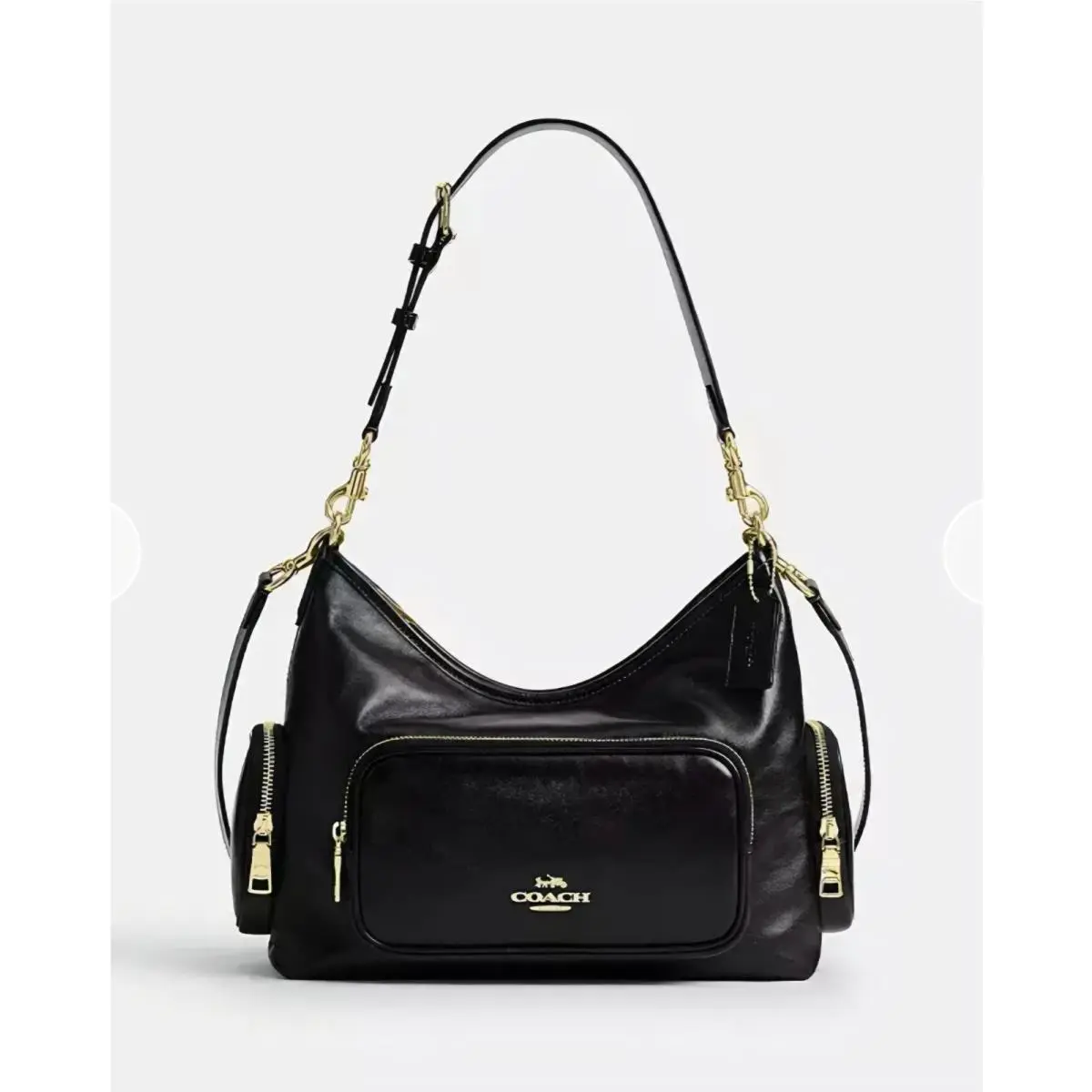 Nwt‼  Laurel Shoulder Bag with Pockets Gold Black Handbag CES93 by Coach