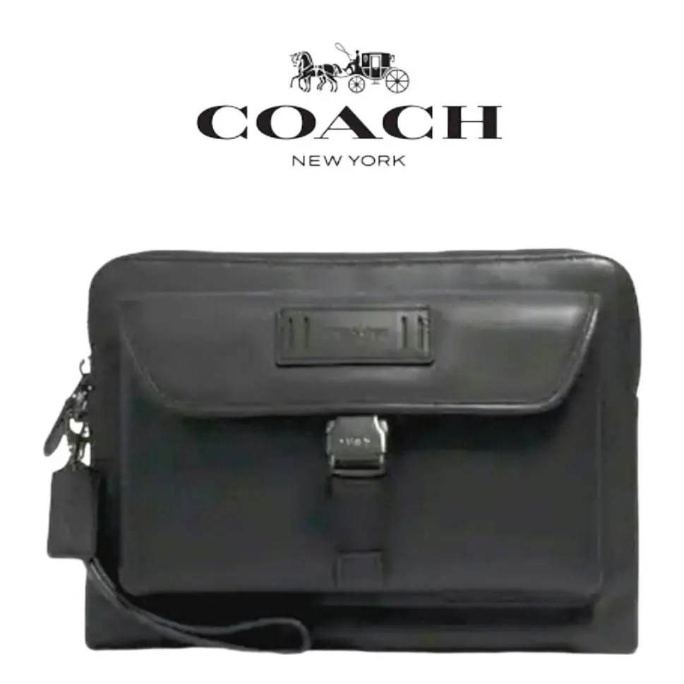 Ranger Pouch Black Smooth Leather Zip Utility Clutch Wristlet Bag 2812 by Coach