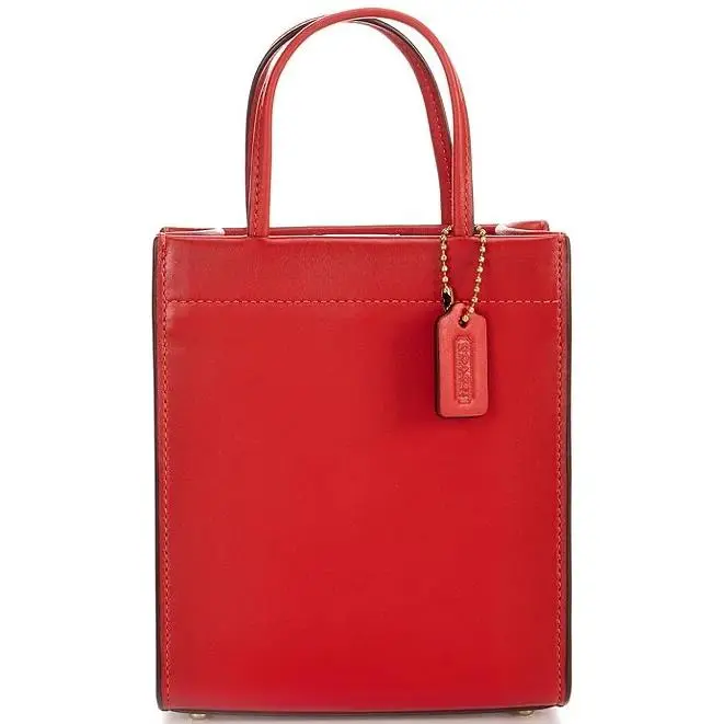 Coach Glovetanned Leather Mini Cashin Tote Crossbody Sport Red C4828