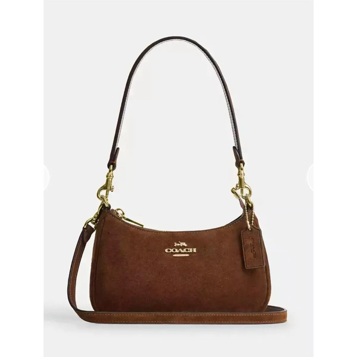 Nwt‼  Teri Mini Crossbody Bag Suede Gold Warm Brown Handbag CFF98 by Coach