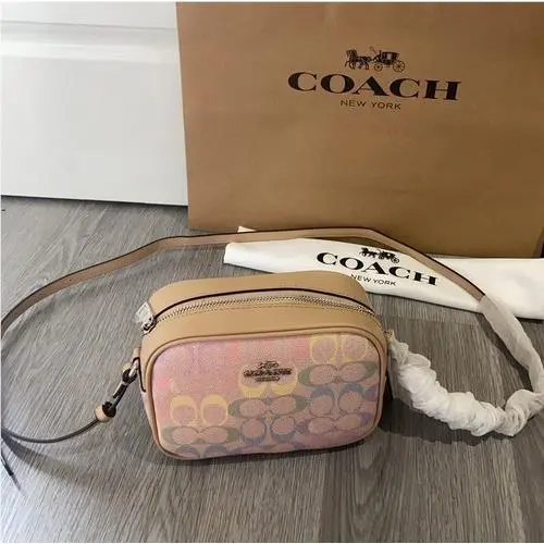 Jamie Camera Bag In Rainbow Signature Canvas CDD63 Sand Multi by Coach
