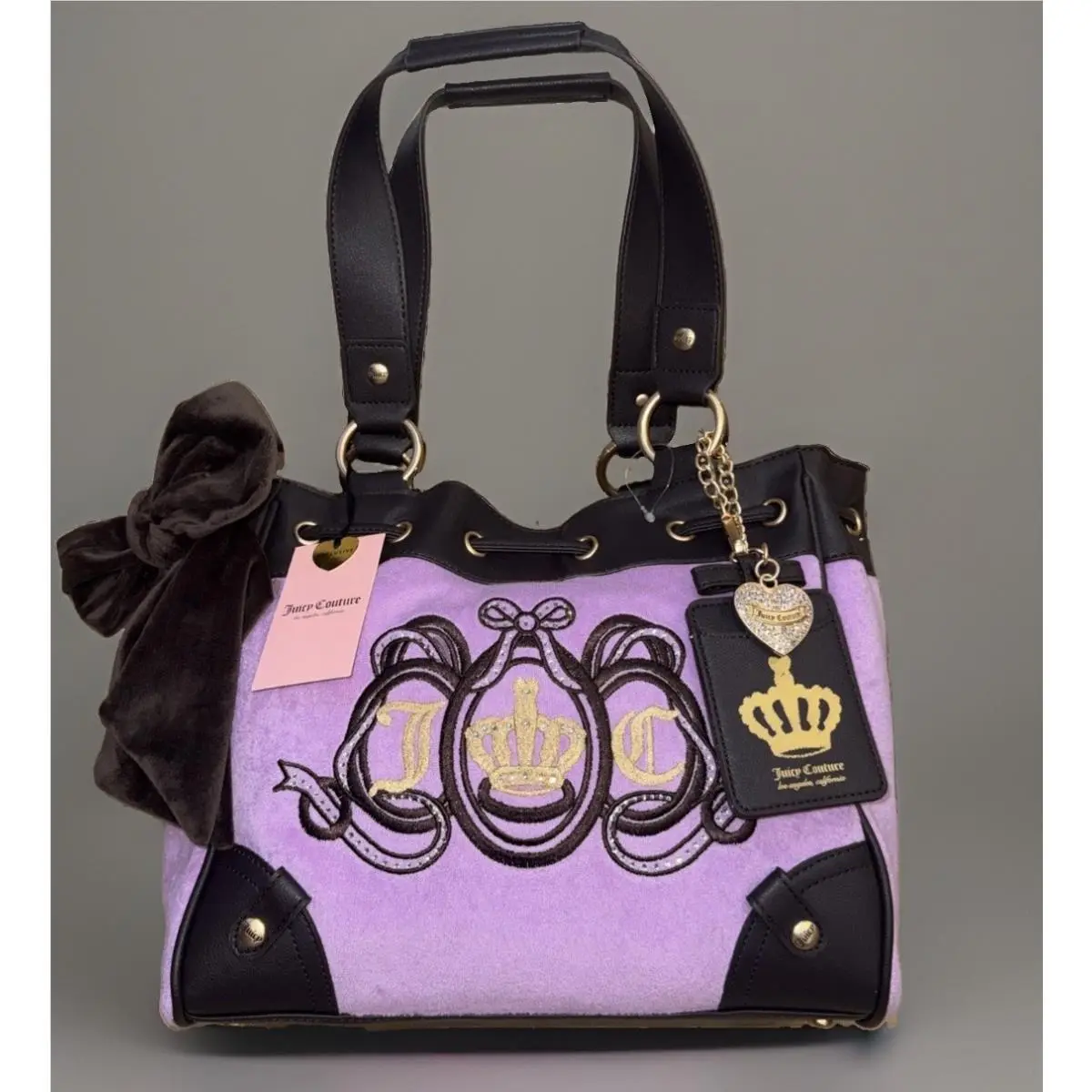 Jlc Daydreamer Tote Violet Purple Velour Bow Bag by Juicy Couture
