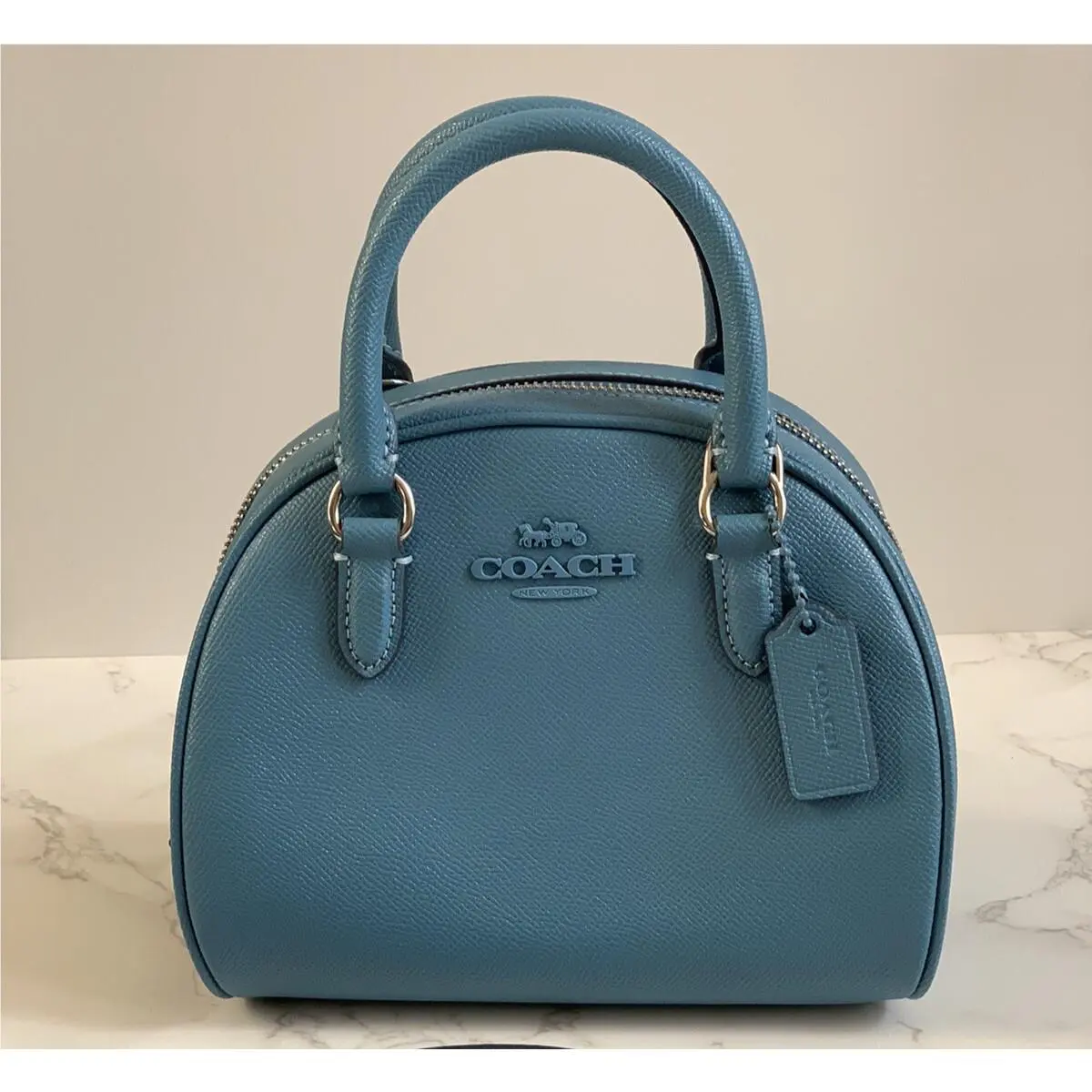 CC783 Sydney Satchel Crossbody Bag In Crossgrain Leather Pacific Blue by Coach