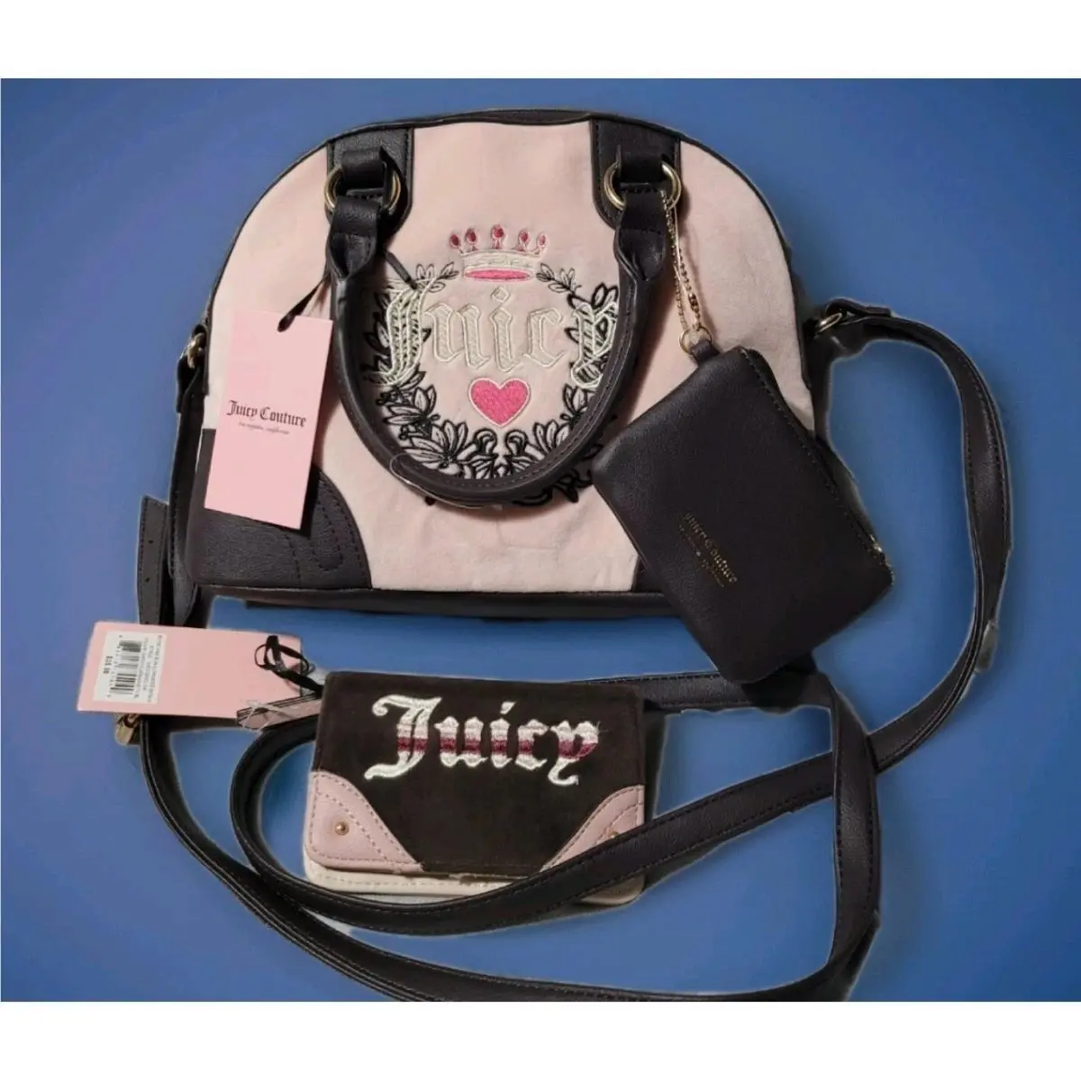 Heritage Satchel Dome Pink Chocolate Coin Wallet 3 pc Heart by Juicy Couture