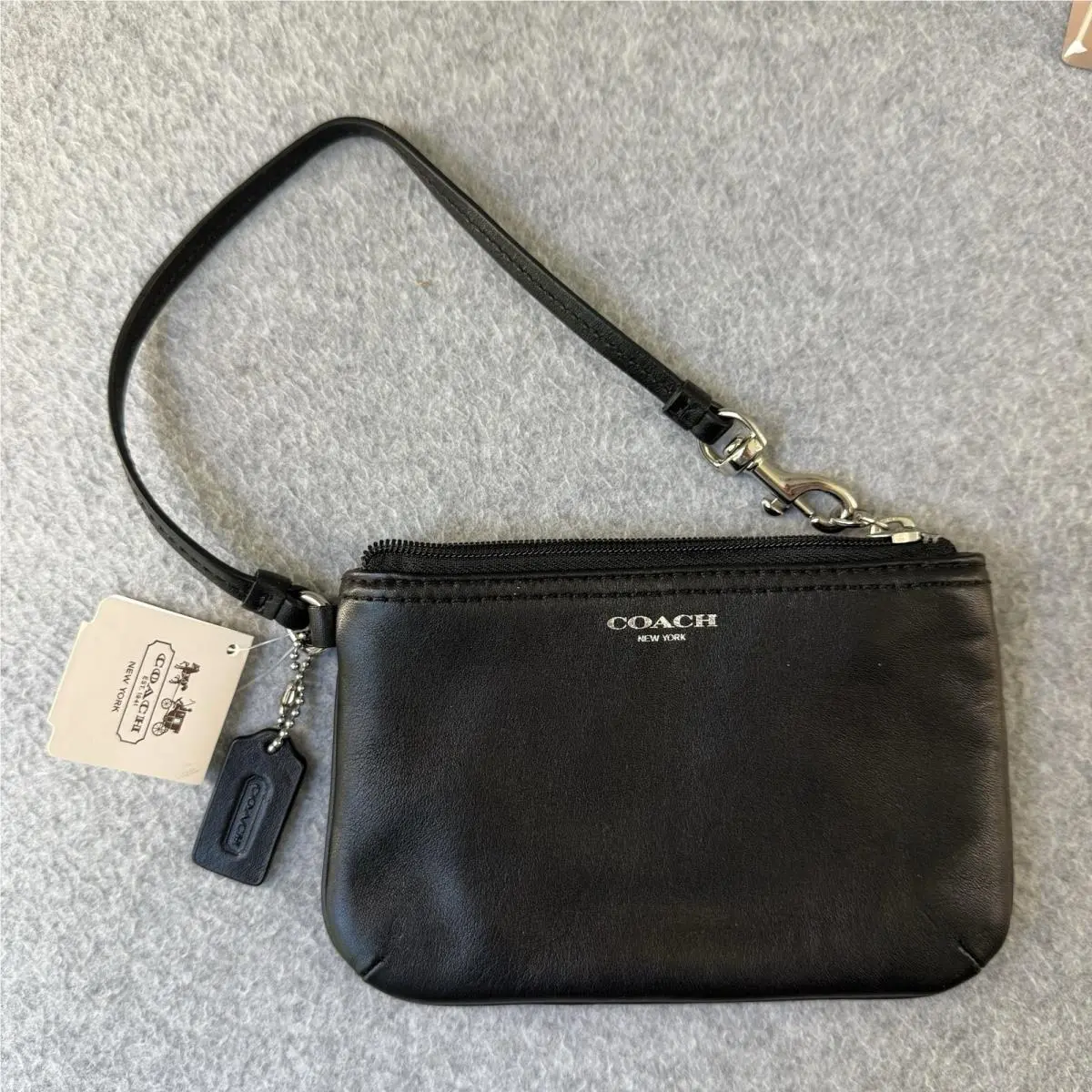 Black Legacy Leather Small Zippered Wristlet Wallet Pouch 48179 Womens by Coach