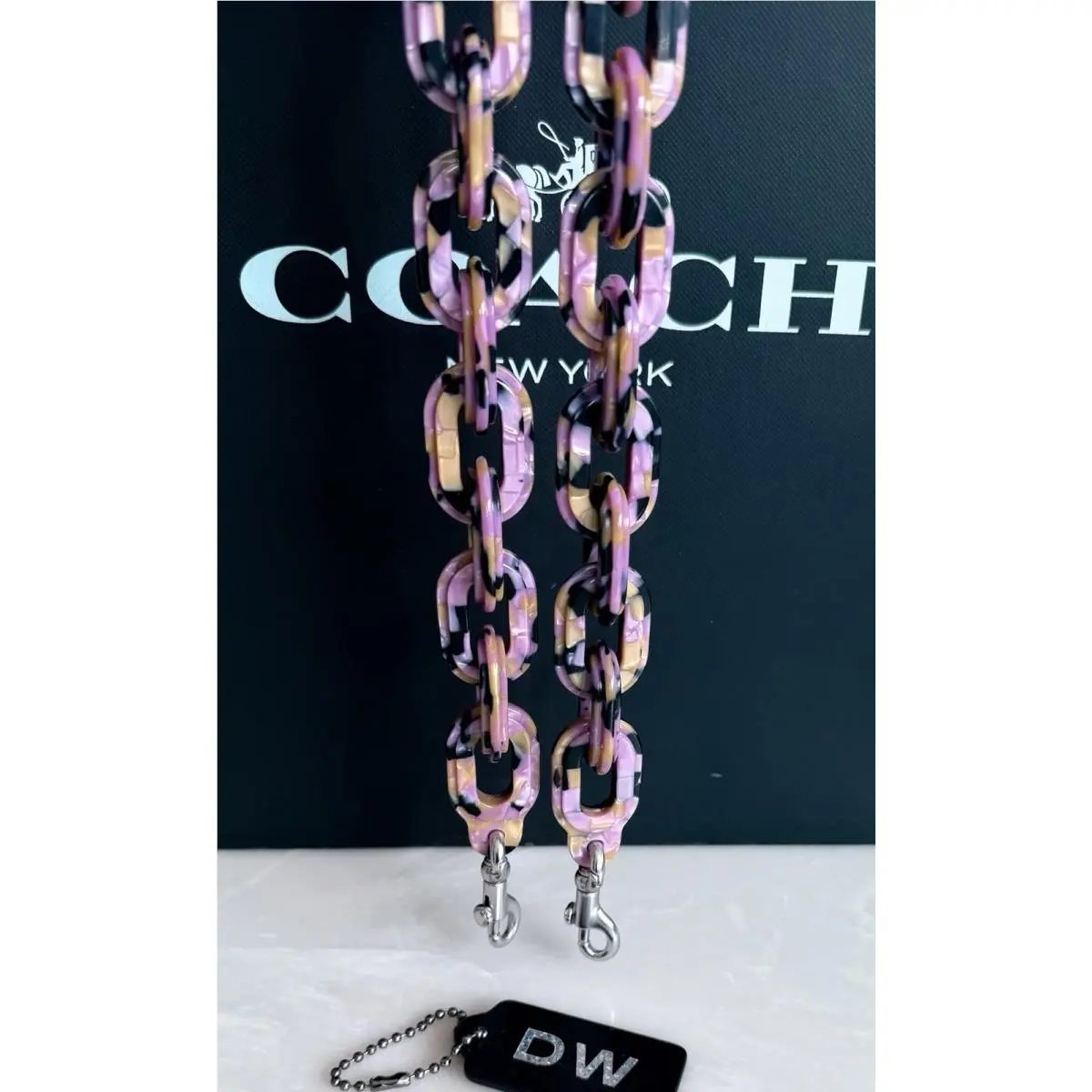 topia Violet/multi Chain Strap Short Acrylic Nickel by Coach