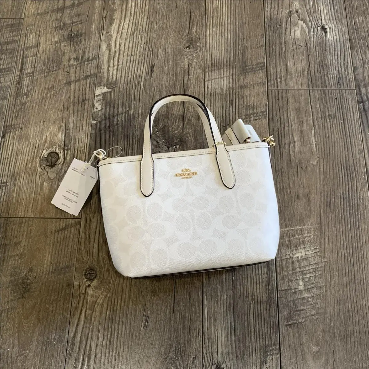 City Mini Tote Bag In Signature Canvas White Chalk CW032 — by Coach
