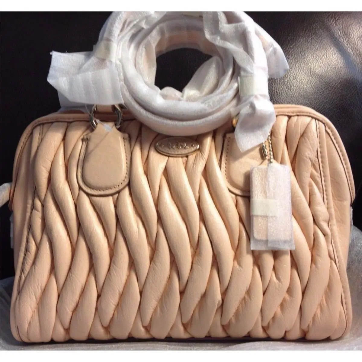 Mini Nolita Satchel Bag IN Gathered Leather 34370 Apricot by Coach