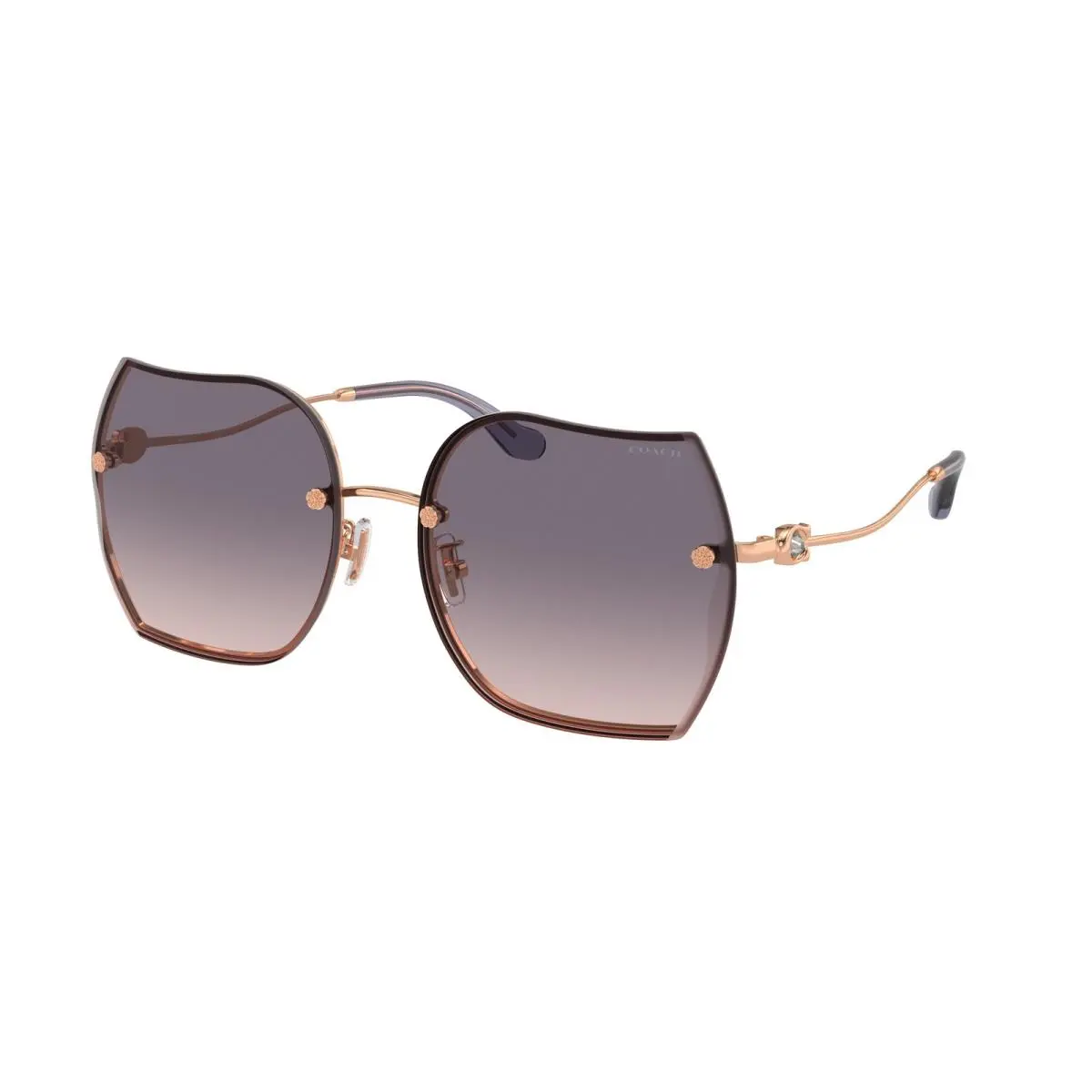 HC 7146 BD Cd454 Shiny Rose Gold Violet P 933136 Size 60 Sunglasses by Coach