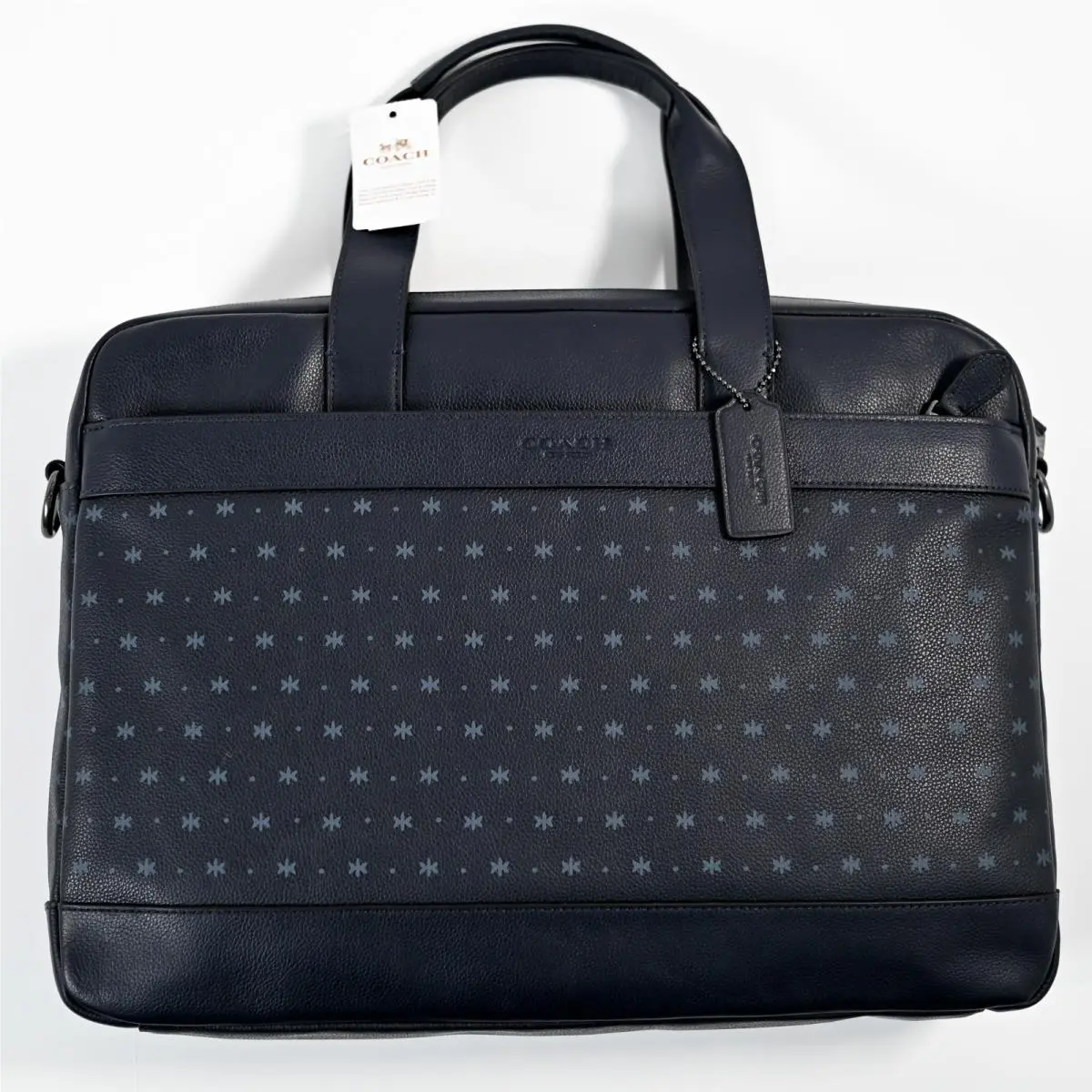 Hamilton Leather Briefcase Bag Midnight Navy Blue Star Dot F59319 by Coach