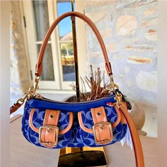 Signature Ashton Denim Crossbody Shoulder Bag Denim/natural by Coach