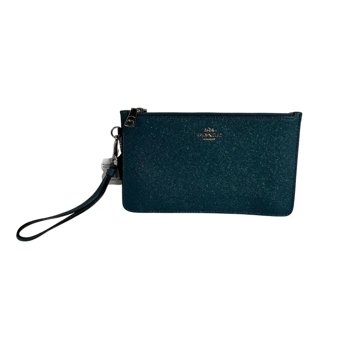 Crosby Clutch Wristlet Dark Teal Glitter Crossgrain Leather F21020 by Coach