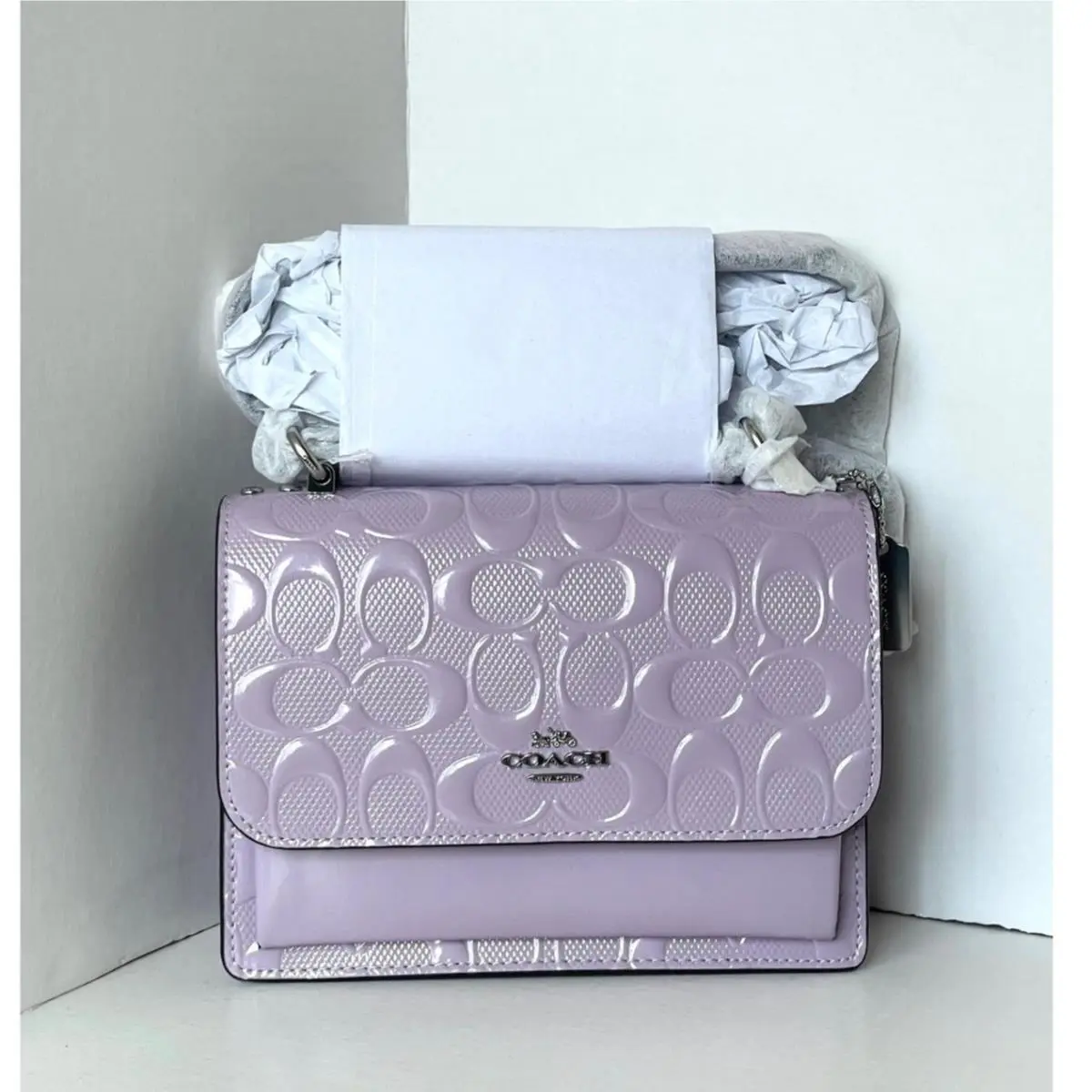 Mini Klare Crossbody Bag CDB11 Violet Pearlized Signature Patent Leather by Coach